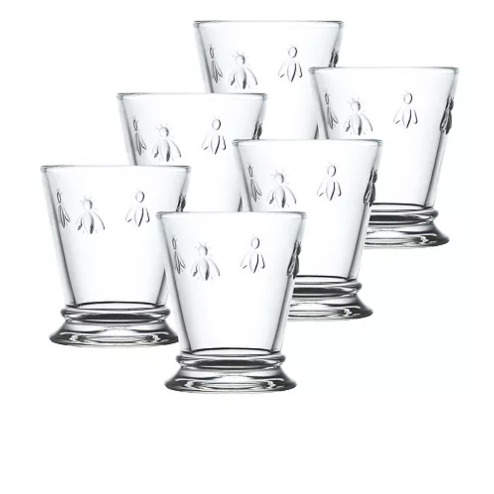 La Rochere Bee Embossed Clear Glass Tumbler, Set of 6